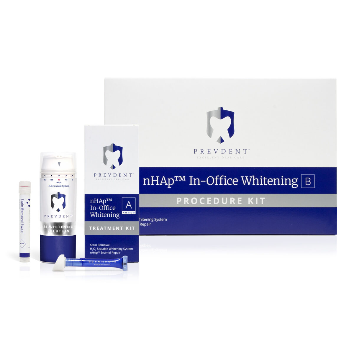 In-office professional teeth whitening PrevDent nHAp procedure materials